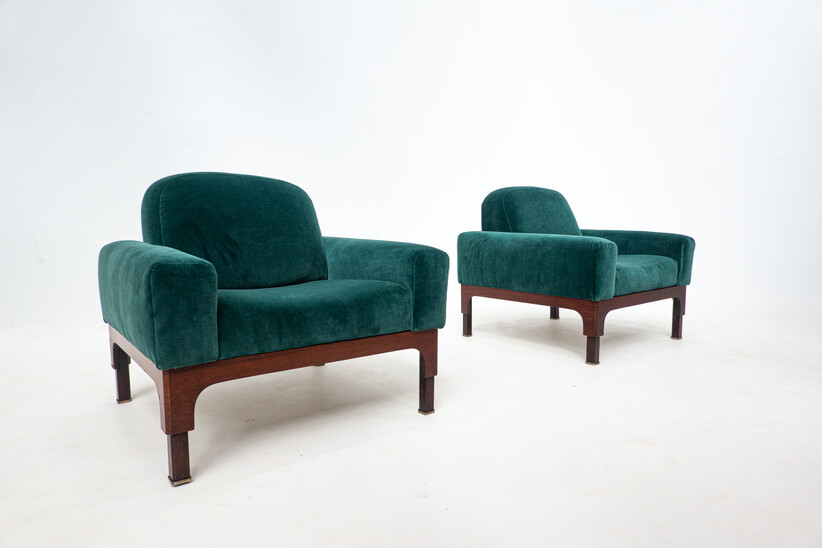 Mid-Century Modern Pair of Romantica Armchairs by Piero Ranzani for Elam, Italy, 1960s
