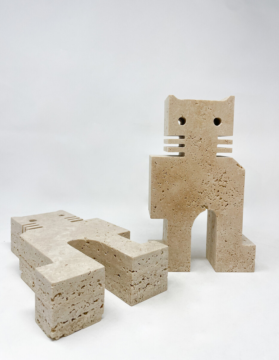 Mid-Century Modern Pair of Travertine Bookends by Fratelli Mannelli, Italy, 1970s