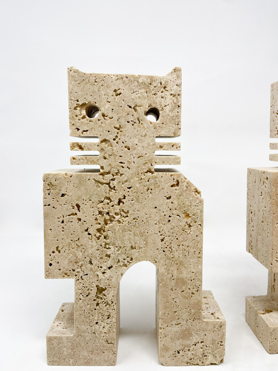 Mid-Century Modern Pair of Travertine Bookends by Fratelli Mannelli, Italy, 1970s