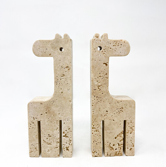 Mid-Century Modern Pair of Travertine Bookends by Fratelli Mannelli, Italy, 1970s
