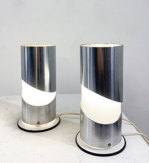 Mid-Century Modern Pair of Tube Table Lamps by Imago DP, Italy, 1970s