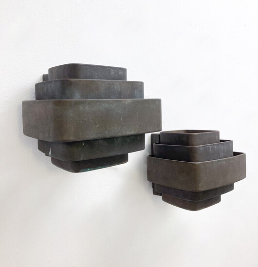 Mid-Century Modern Pair of Wall Lights by Jules Wabbes, Bronze,1960s