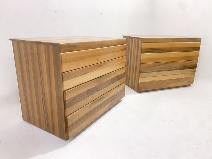 Mid-Century Modern Pair of Wooden Nightstands