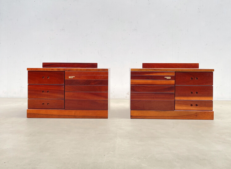 Mid-Century Modern Pair of Wooden Nightstands, Italy, 1970s