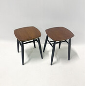 Mid-Century Modern Pair of Wooden Stools by llmari Tapiovaara, Finland, 1960s