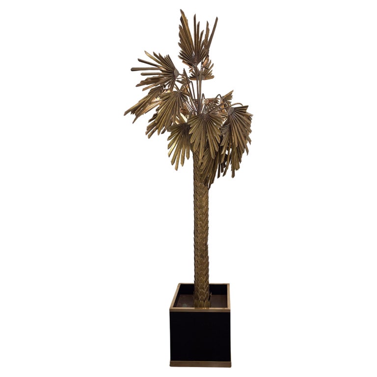 Mid-Century Modern Palm Floor Lamp, Brass, 1970s