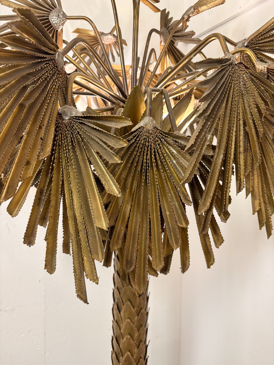 Mid-Century Modern Palm Floor Lamp, Brass, 1970s