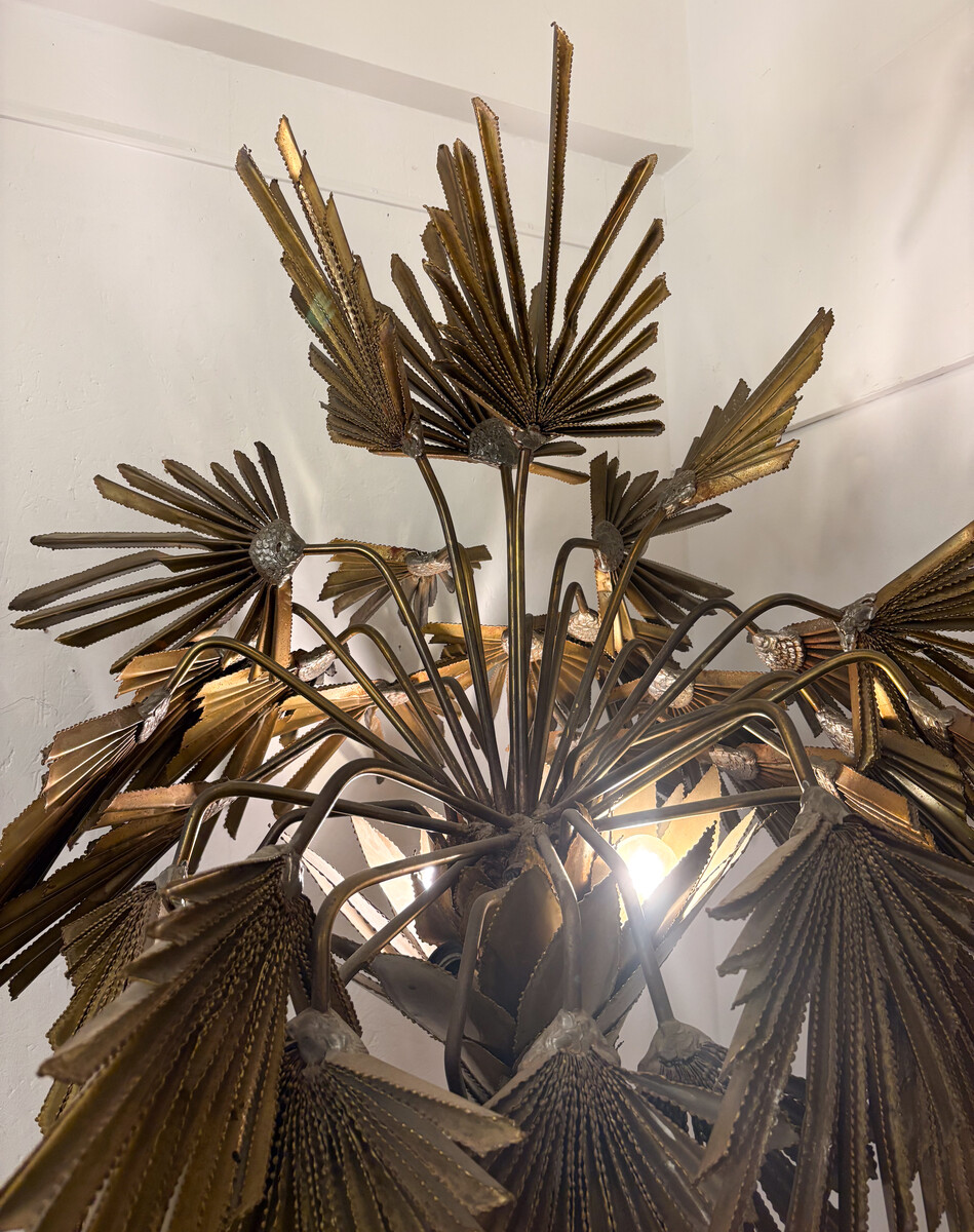 Mid-Century Modern Palm Floor Lamp, Brass, 1970s