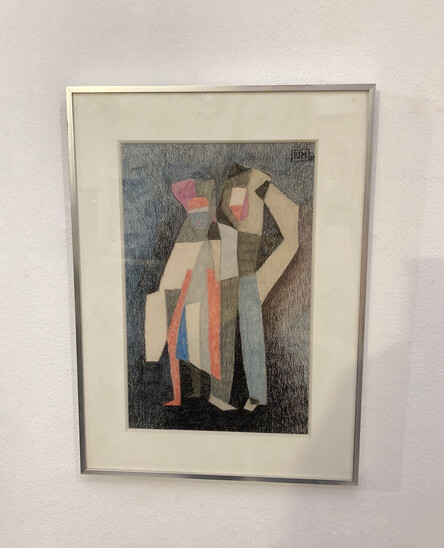 Mid-Century Modern Pastel by Jean-Marie Planque, Belgium, 1978