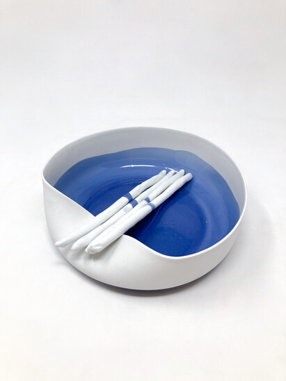 Mid-Century Modern Porcelain Dish by Piet Stockmans, 1991