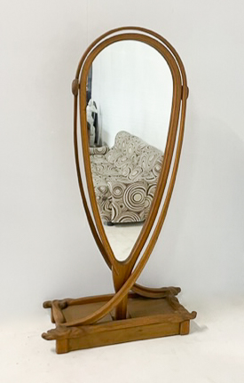Mid-Century Modern Psyche Wooden Mirror