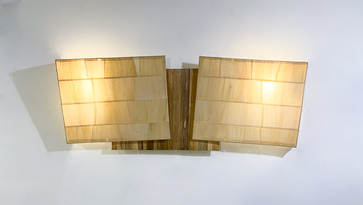 Mid-Century Modern Raffia Wall Light, Italy 