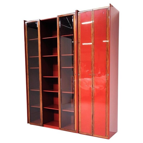 Mid-Century Modern Red Artona Bookcase by Afra and Tobia Scarpa, Maxalto,1960s