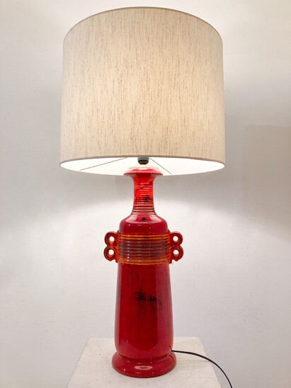 Mid-Century Modern Red Ceramic Desk Lamp