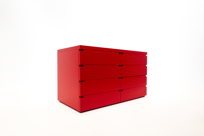 Mid-Century Modern Red Lacquered Chest of Drawers, 1960S