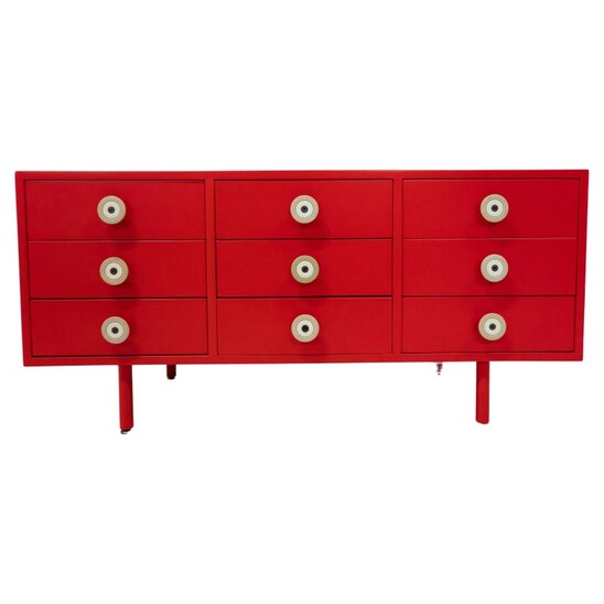 Mid-Century Modern Red Lacquered Sideboard, Italy, 1970s