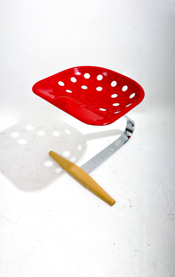 Mid-Century Modern Red Mezzadro Tractor  Stool By Achille Castiglioni For Zanotta, 1970