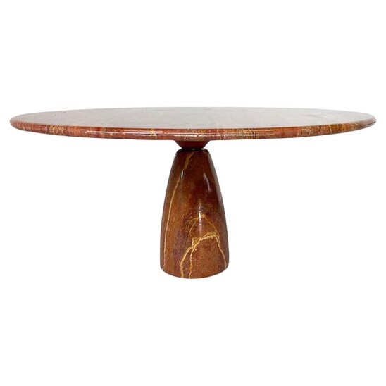 Mid-Century Modern Red Travertine Dining Table