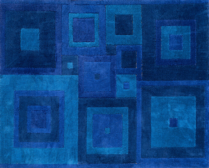 Mid-Century Modern Ross Littell Blue 'Square Dance' carpet, 1960s
