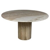 Mid-Century Modern Round Travertine Dining Table, 1970s