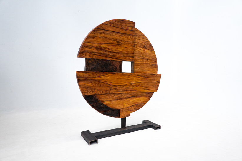 Mid-Century Modern Sculpture by Elvio Becheroni, Wood and Metal, 1970s