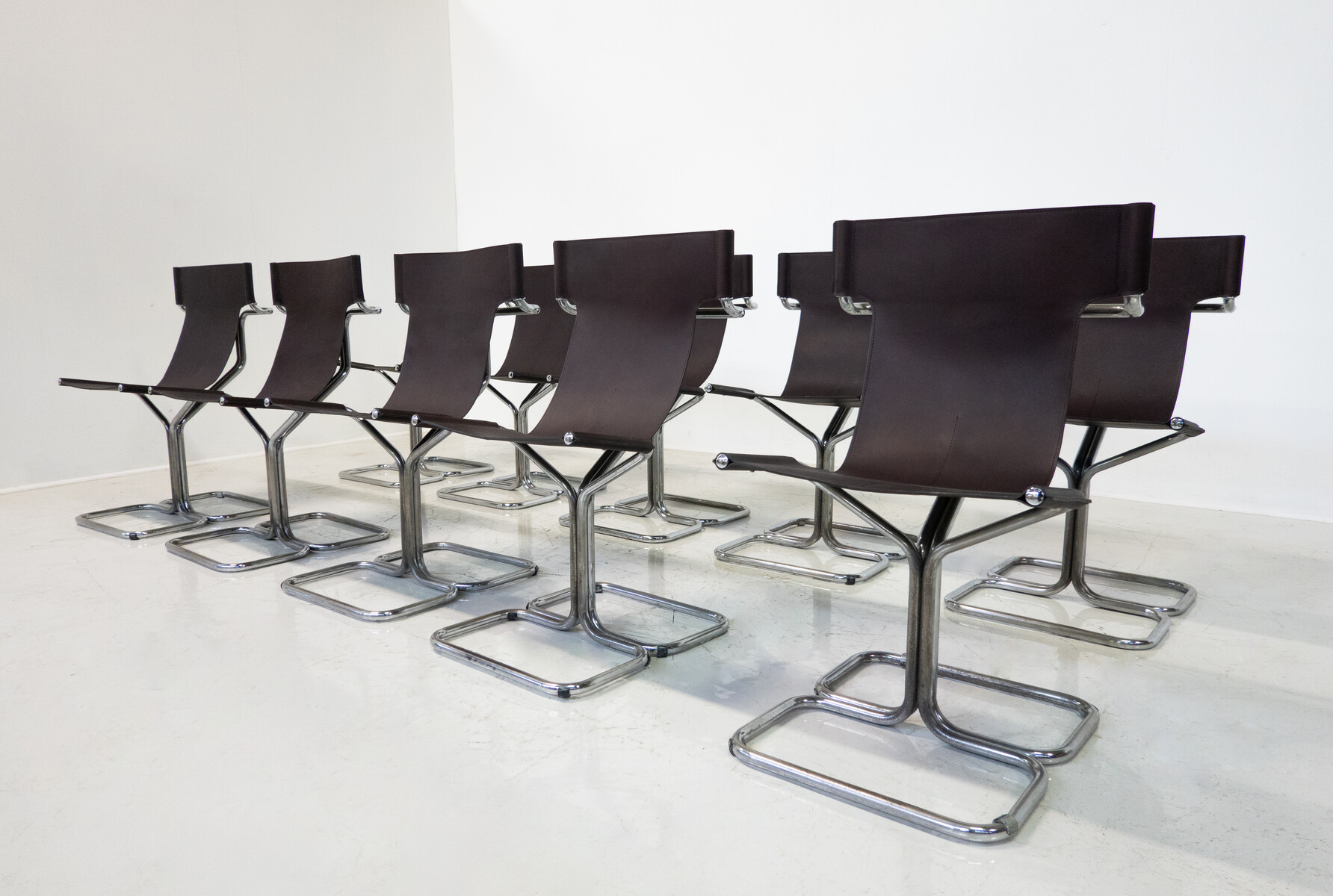 Mid-Century Modern Set of 10 'Topos' Chairs by Gruppo DAM for Busnelli, 1970s