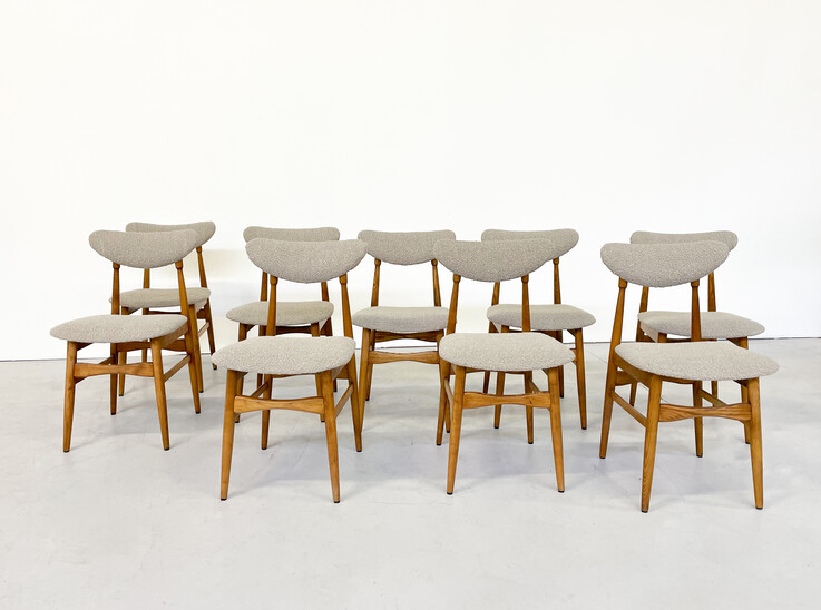 Mid-Century Modern Set of 12 Chairs, Italy, 1960s - New Upholstery