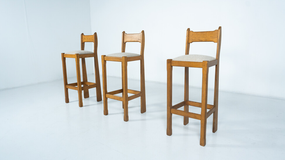 Mid-Century Modern Set of 3 Bar Stools, 1970s