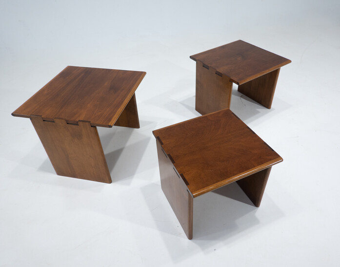 Mid-Century Modern Set of 3 Wooden Nesting Tables, Italy, 1960s