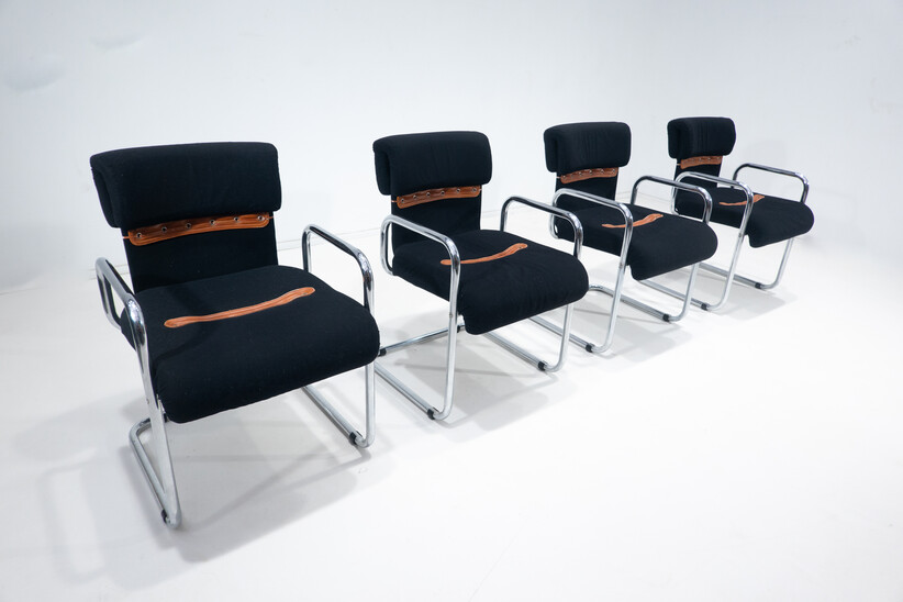Mid-Century Modern Set of 4 Armchairs by Guido Faleschini, Italy,  1970s