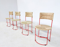 Mid-Century Modern Set of 4 Chairs by Laura de Lorenzo & Stefano Stefani, Italy,1980s