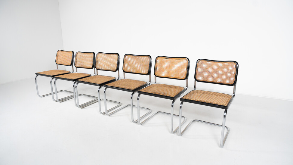 Mid-Century Modern Set of 6 Chairs , Marcel Breuer Style, Italy