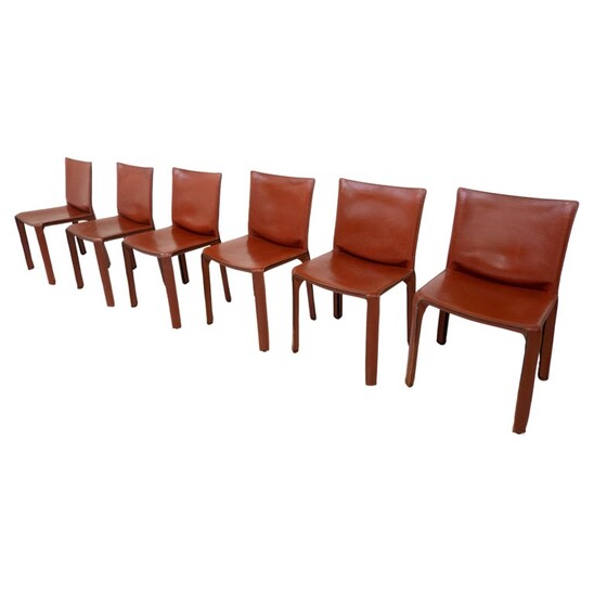 Mid-Century Modern Set of 6 Chairs Model CAB 412 by Mario Bellini for Casina, Italy, 1970s