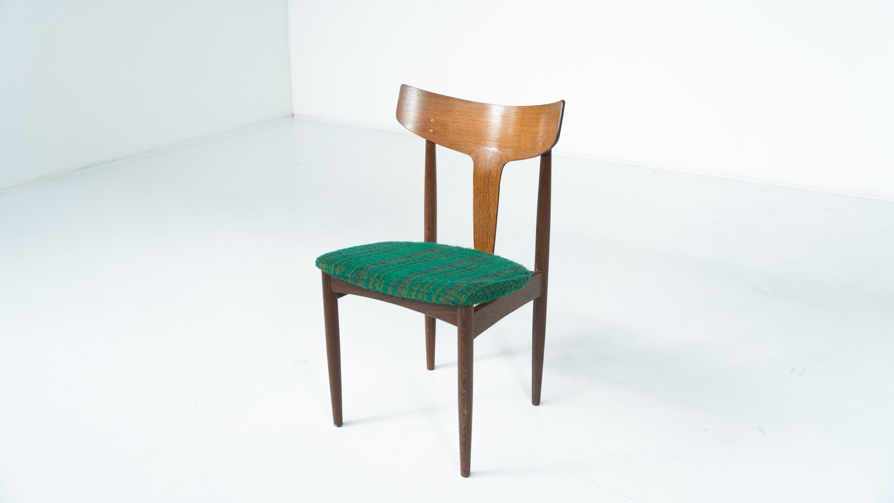 Mid-Century Modern Set of 6 Chairs, Wood and Fabric, Italy - Original Upholstery 
