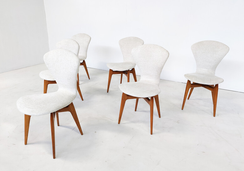 Mid-Century Modern Set of 6 Dining Chairs, Italy, 1960s