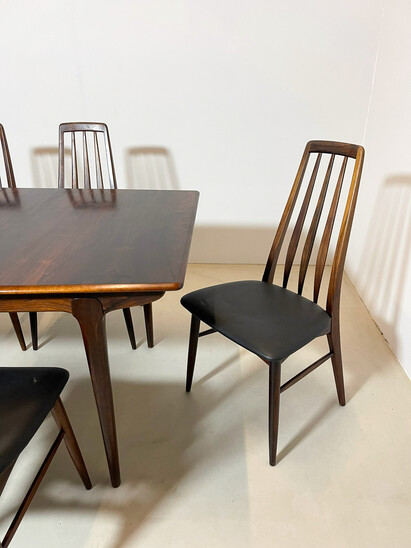 Mid-Century Modern Set of 6 Eva Dining Chairs by Niels Koefoed, Denmark, 1960s