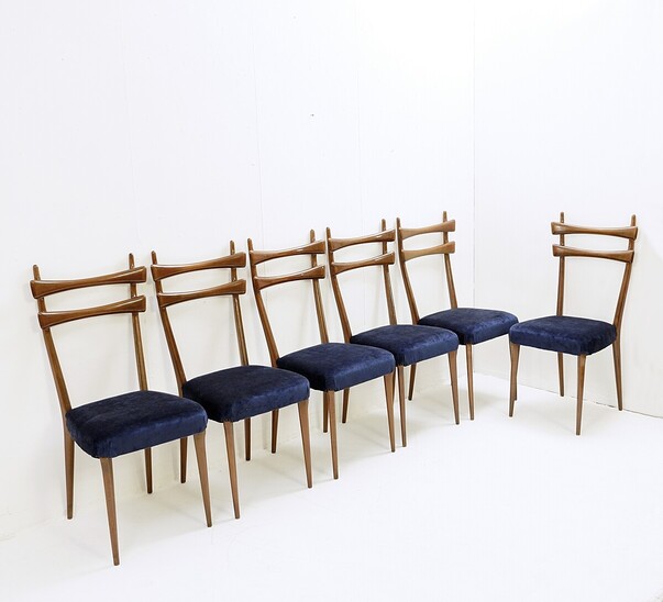 Mid Century Modern Set of 6 Italian dining Chairs 