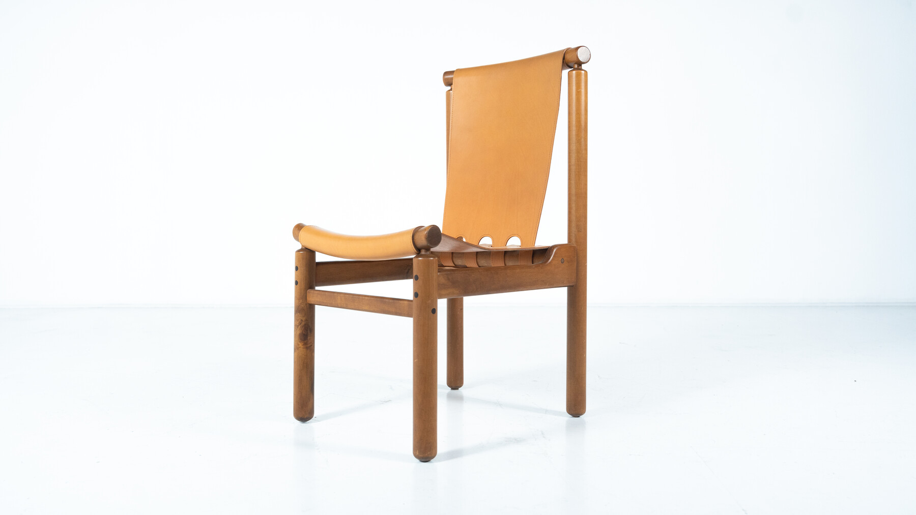 Mid-Century Modern Set of 6 Leather Dining Chairs by Ilmari Tapiovaara for La Permanente Mobili Cantù, 1950s