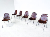 Mid-Century Modern  Set of 6 Leather Les Arcs Chairs by Charlotte Perriand, France, 1960s