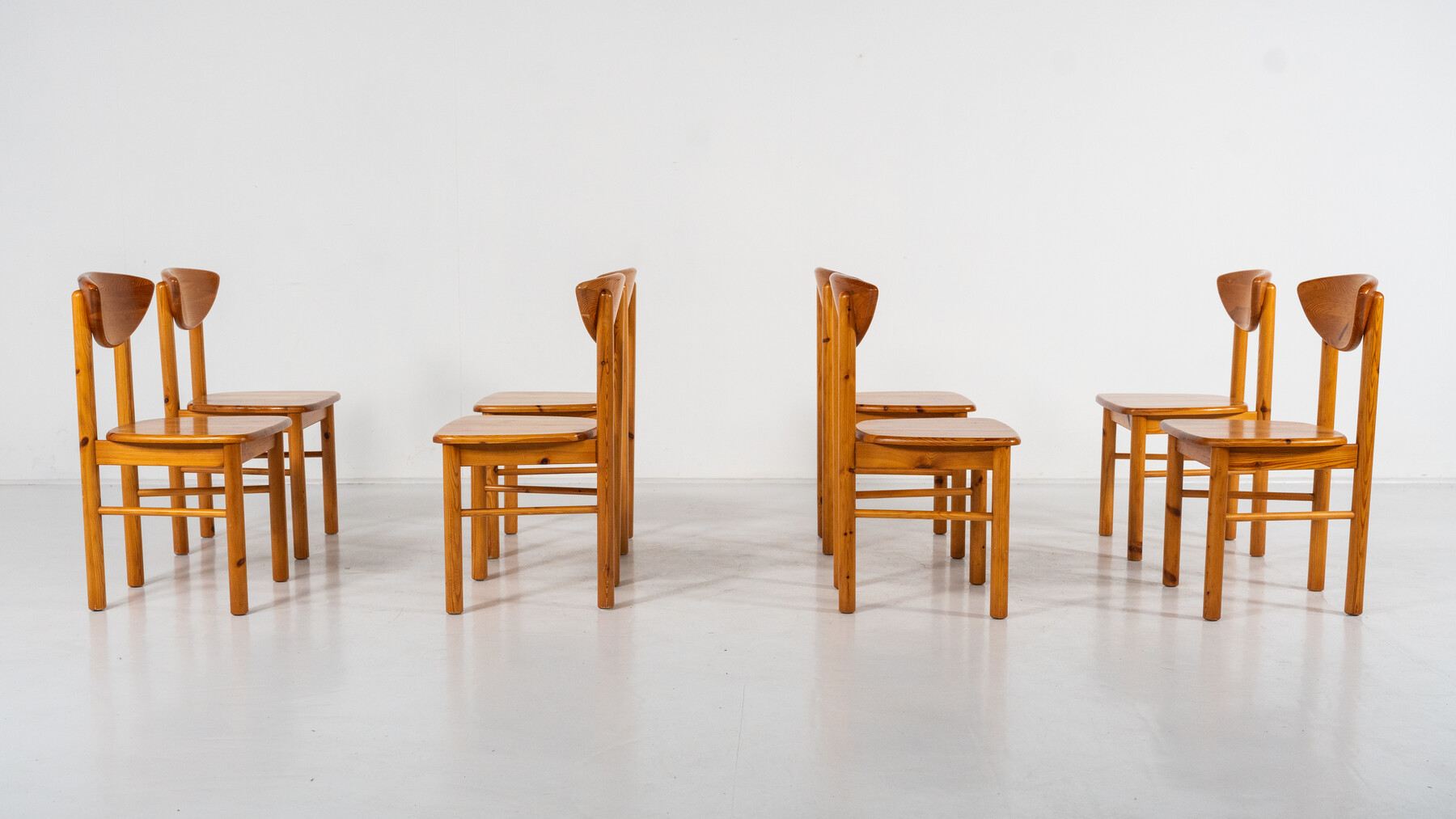 Mid-Century Modern Set of 8 Pitchpin Chairs by Rainer Daumiller, 1970s