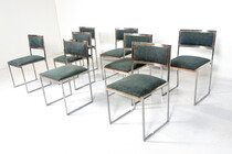 Mid-Century Modern Set of 8 Willy Rizzo Dining Chairs, Italy, 1970s