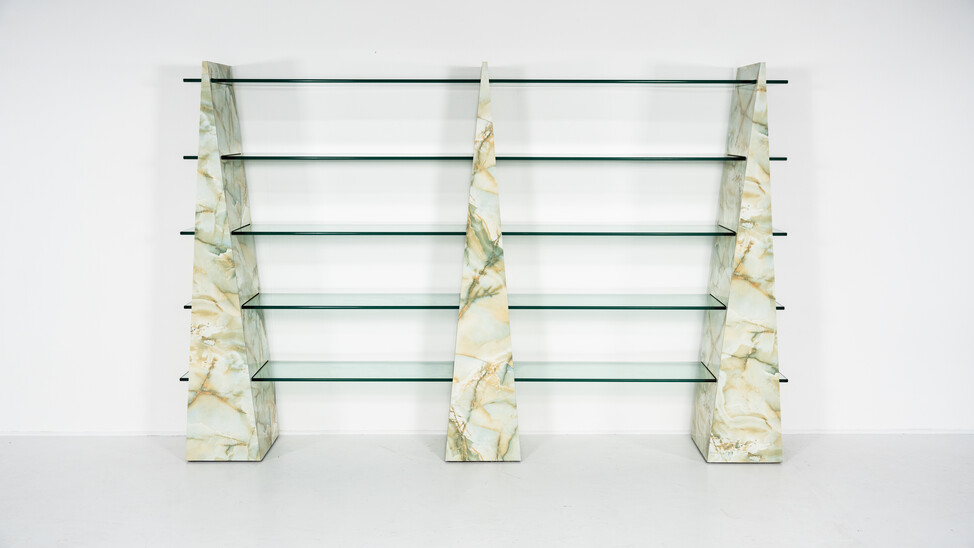 Mid-Century Modern Shelve, Painted Wood and Glass by Zini e Vescovini, 1970s