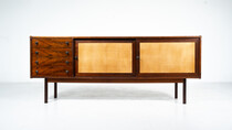 Mid-Century Modern Sideboard, Wood and Wicker, Italy, 1960s
