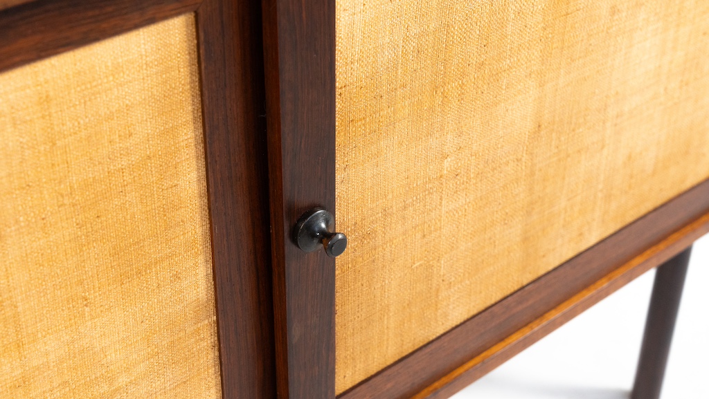 Mid-Century Modern Sideboard, Wood and Wicker, Italy, 1960s