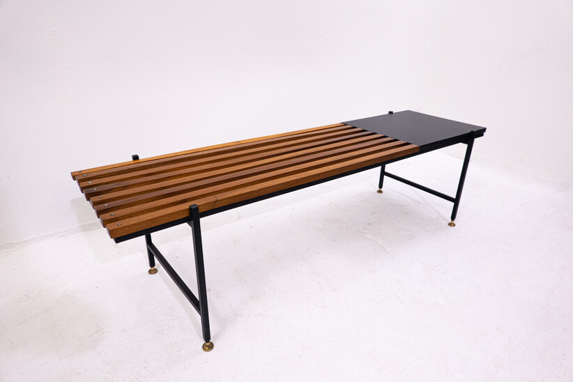 Mid Century Modern Slatted Bench, Italy, 1960s