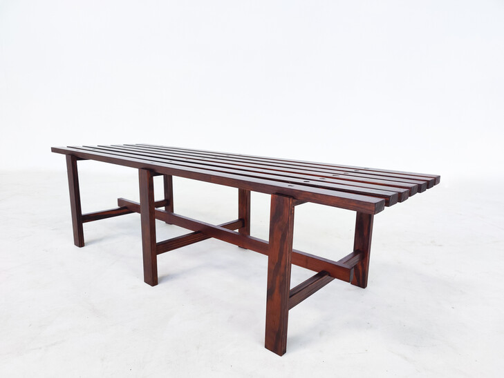 Mid-Century Modern Slatted Bench, Italy, 1970s