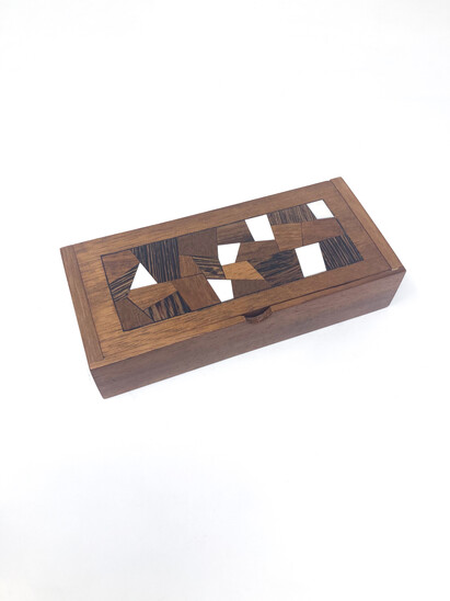 Mid-Century Modern Small Box with Marquetry of Wood and Bones, 1950s