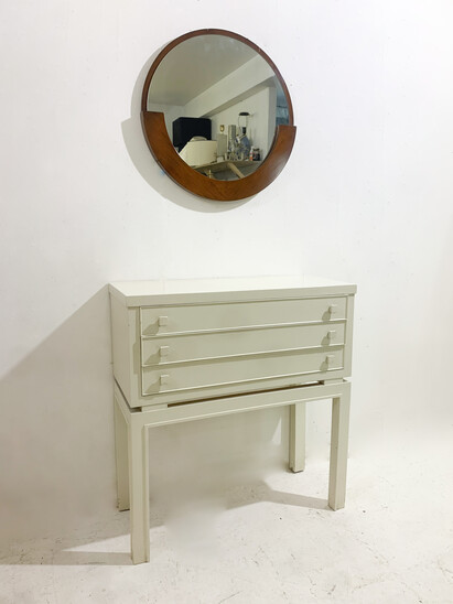 Mid-Century Modern Small Chest by Emiel Veranneman, White Wood, 1958