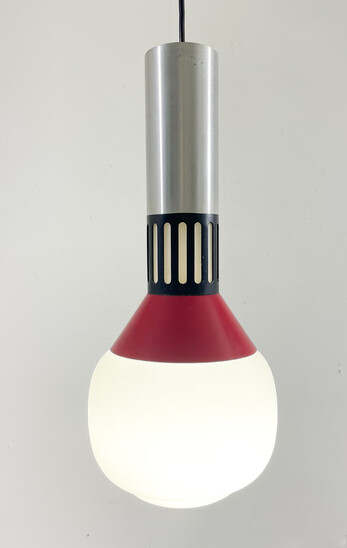 Mid-Century Modern Small Stilnovo Pendant Light, Opaline and Metal, 1960s - 3 Available 