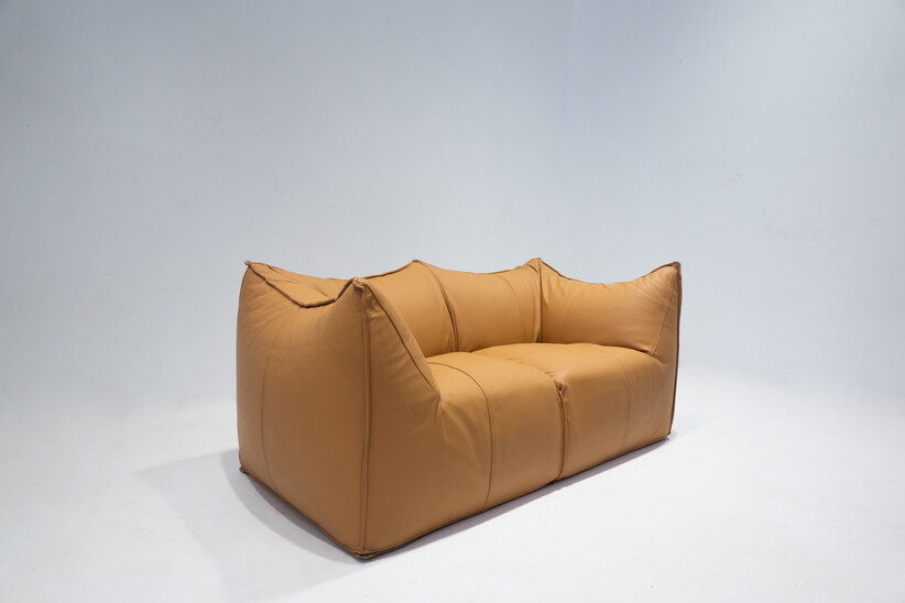 Mid-Century Modern Sofa Model Le Bambole by Mario Bellini for B&B Italia, Cognac Leather, 1970s- 2 available